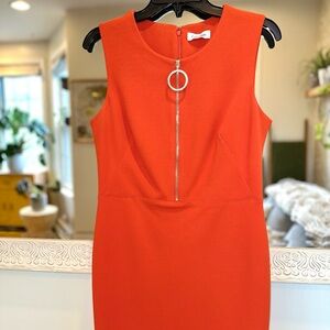 Calvin Klein Orange & Gold Sleeveless Dress S
